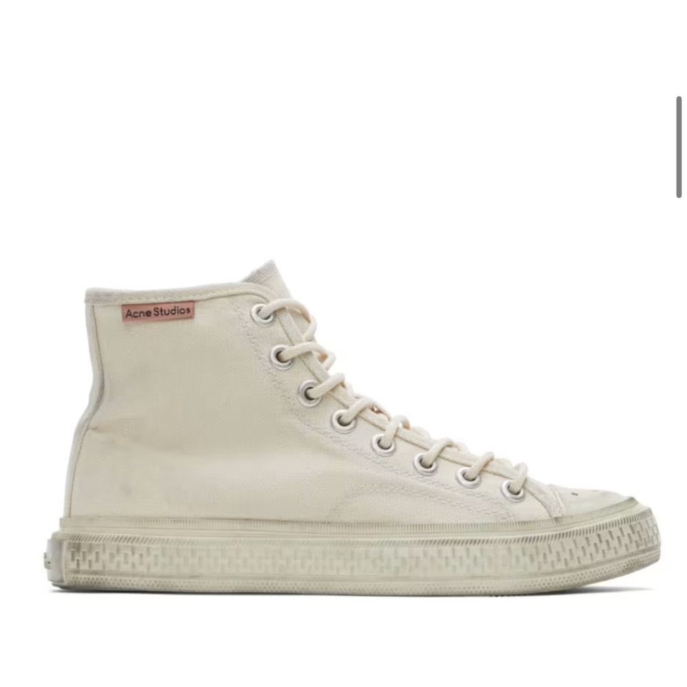 ACNE STUDIOS OFF-WHITE CANVAS HIGH TOP SNEAKERS SZ 35